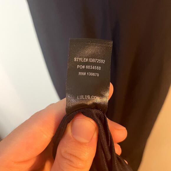 Lulu's Maxi Length Scoop Back Navy Blue Formal Gown Prom Dress Size Medium EUC - Picture 12 of 12